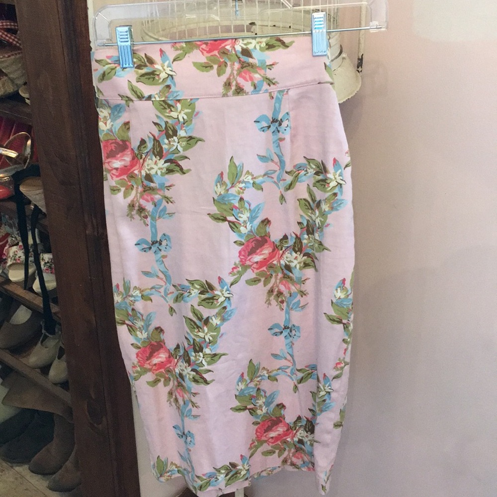 Pinup couture pink ribbon pencil skirt